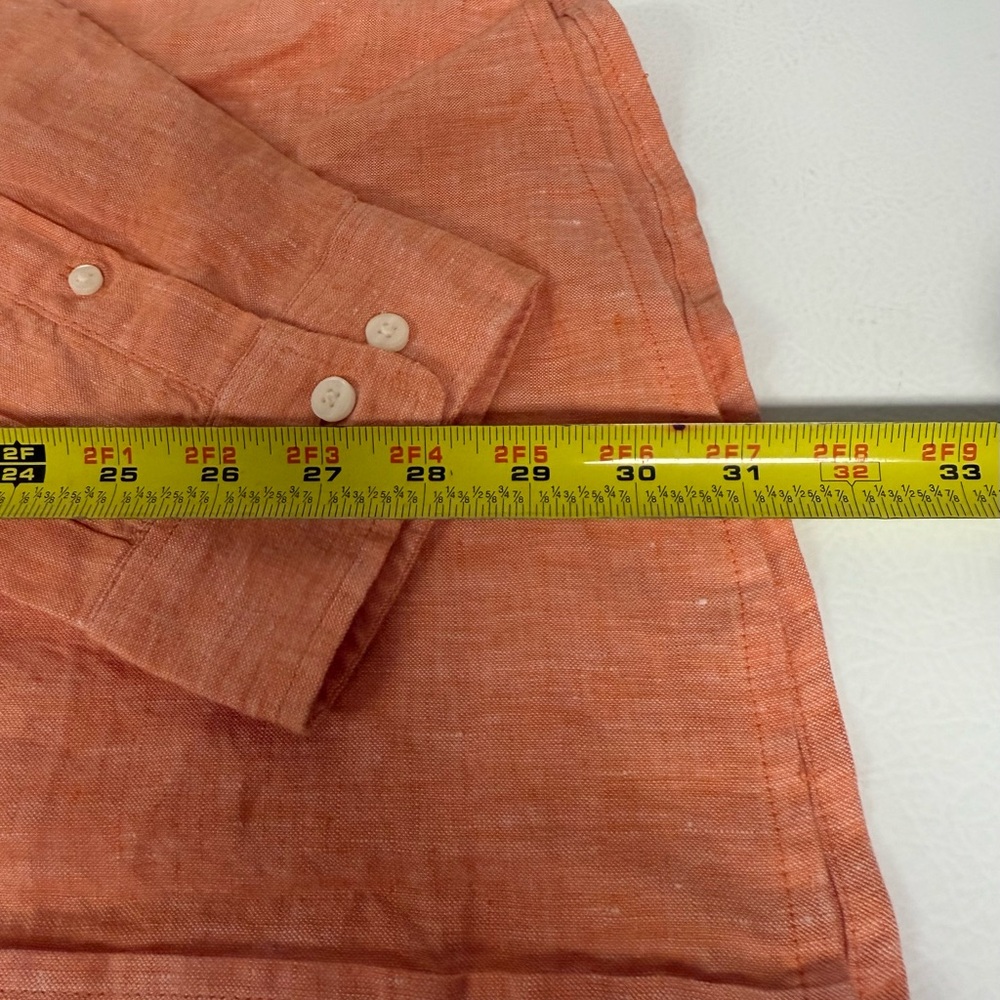 LL Bean 100% Linen Button Shirt Long Sleeve Orange Slightly Fitted Men XXL-Tall - Picture 4 of 9
